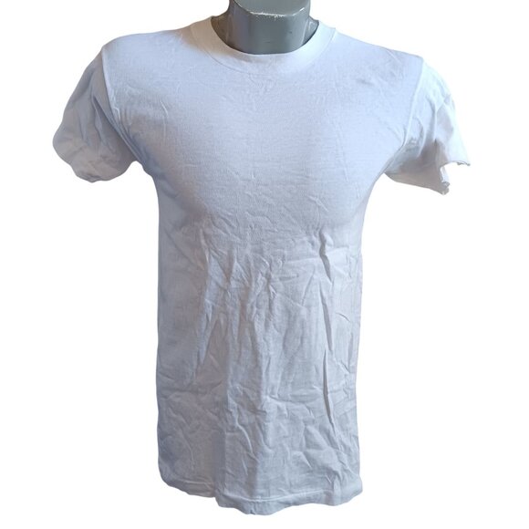 Medium Vintage T-shirt Single Stitch B.V.D. Mens White Crew Neck 100% Cotton 80s - Picture 2 of 4